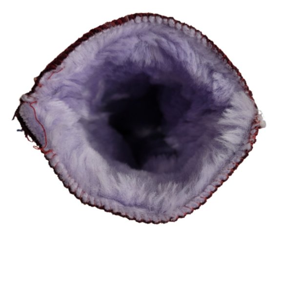 Vintage faux suede and sherpa lined gloves, burgundy - Picture 3 of 3